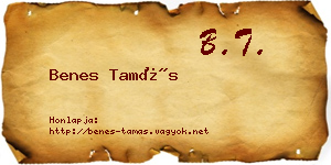 Benes Tamás névjegykártya
